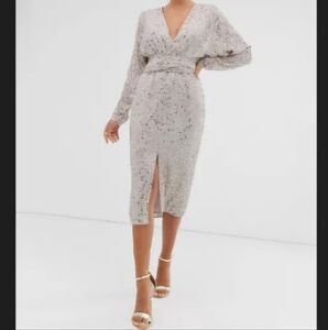 Asos Design Midi Sequin Batwing Dress in US 10 (New)